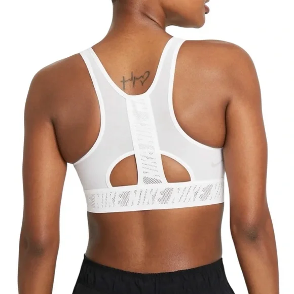 NWT Nike Swoosh UltraBreathe‎ CJ0149 White Medium Support Sports Bra Size Medium - Picture 2 of 9